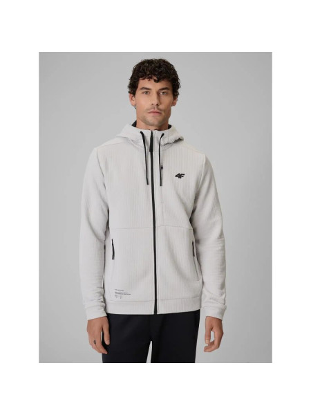 Men's regular training sweatshirt made of structured knit fabric 4F 4FWAW26TFSWM0891-11S (360603)