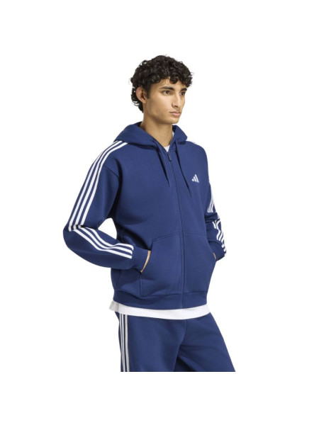 Men's adidas Essentials 3-Stripes Fleece Full-Zip Hoodie Navy Blue KY4144 (348700)