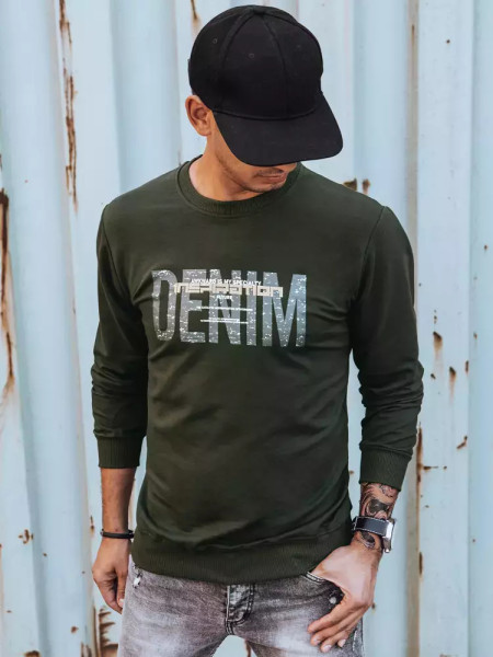 Pánska mikina s potlačou khaki (bx5358)