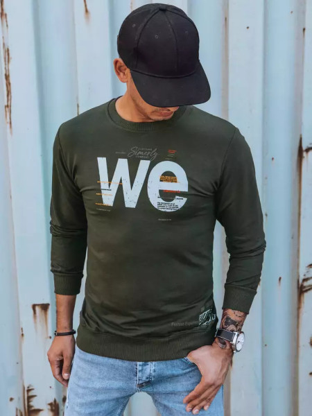 Pánska mikina s potlačou khaki (bx5368)