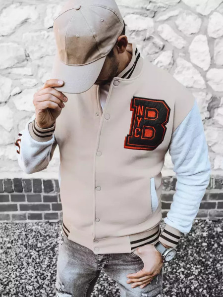 Pánska mikina ecru na zips (bx5440)