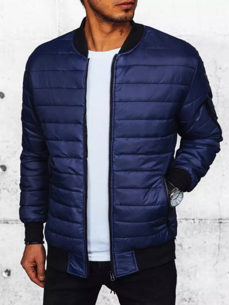 Pánska prešívaná bomber bunda tmavomodrá (tx4419)