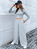 Dámska súprava širokých nohavíc a crop topu s dlhým rukávom ASTRAL ALLURE sivá (ay0904)