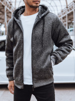 Pánska zateplená mikina na zips, tmavošedá (bx5598)