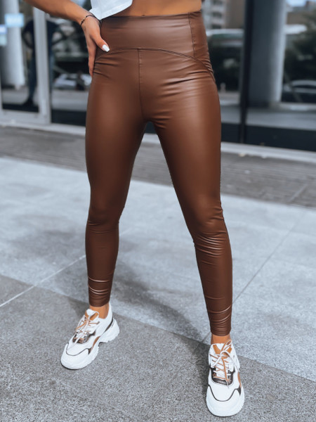 WAXED CHIC dámske voskované legíny čokoládové (uy1563)