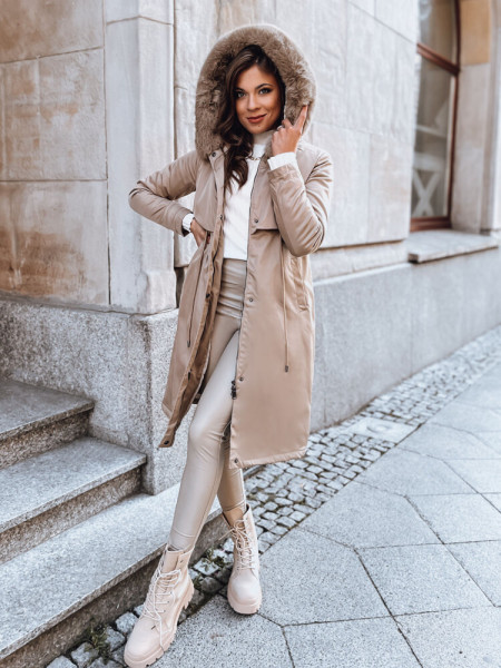 Dámska parka zimná bunda LUSTER, béžová (ty3958)