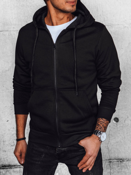Pánska mikina na zips s kapucňou, čierna (bx5644)