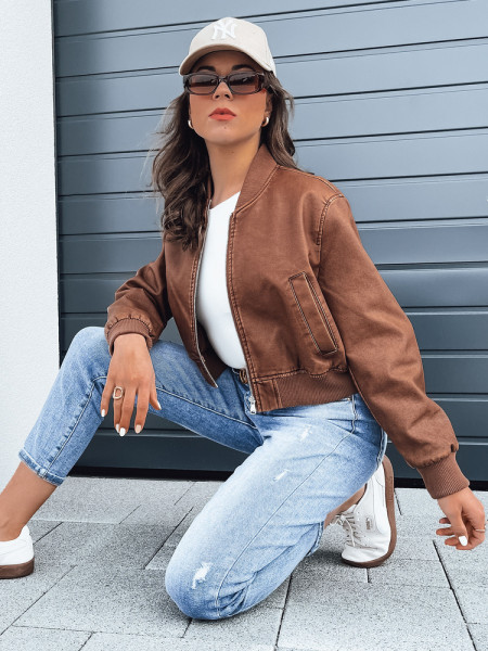SANTOL dámska kožená bunda typu bomber, camel (ty4341)
