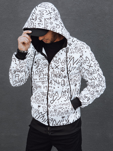 Pánska mikina na zips s kapucňou, biela (bx5811)