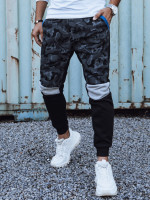 Pánske čierne camo tepláky (ux4429)