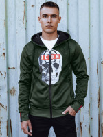 Pánska mikina na zips s kapucňou, zelená (bx5838)
