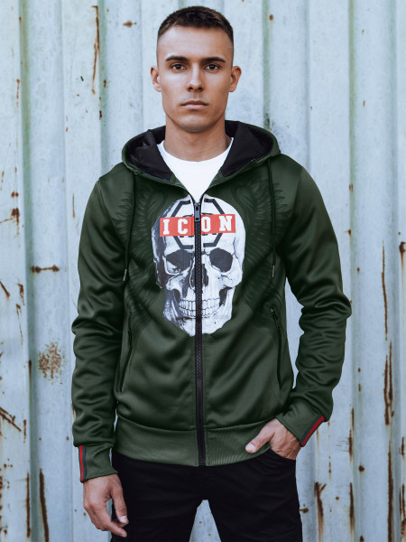 Pánska mikina na zips s kapucňou, zelená (bx5838)