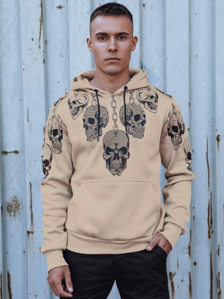 Béžová pánska mikina s kapucňou (bx5842)