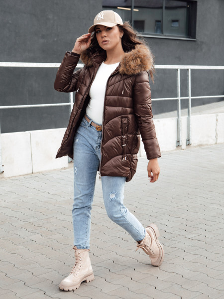 Dámska zimná bunda s kapucňou WINTERCHIC coffee (ty4458)