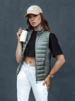 Dámska prešívaná vesta so stojačikom STYLISHZ zelená (ty4448)