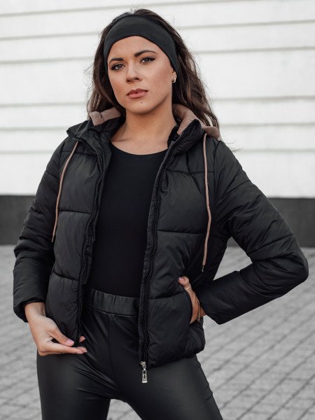 NORDPUFF dámska zimná páperová bunda s kapucňou, čierna (ty4617)