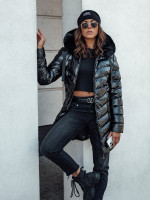 Dámska prešívaná zimná bunda s kapucňou CRYSTAL black (ty4584)