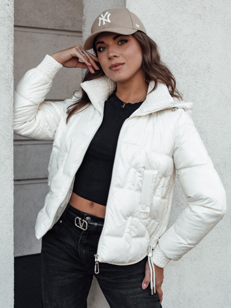 FASHWARM dámska zimná bunda, krátka, prešívaná, s kapucňou, biela (ty4637)