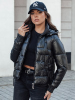FASHWARM dámska zimná bunda, krátka, prešívaná, s kapucňou, čierna (ty4640)