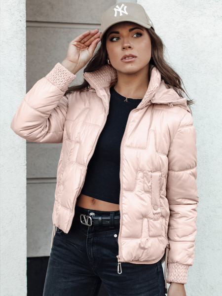 FASHWARM dámska zimná bunda, krátka, prešívaná, s kapucňou, ružová (ty4641)