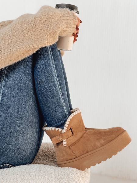 Dámske členkové čižmy FLUFFIEZ, camel (zy0561)