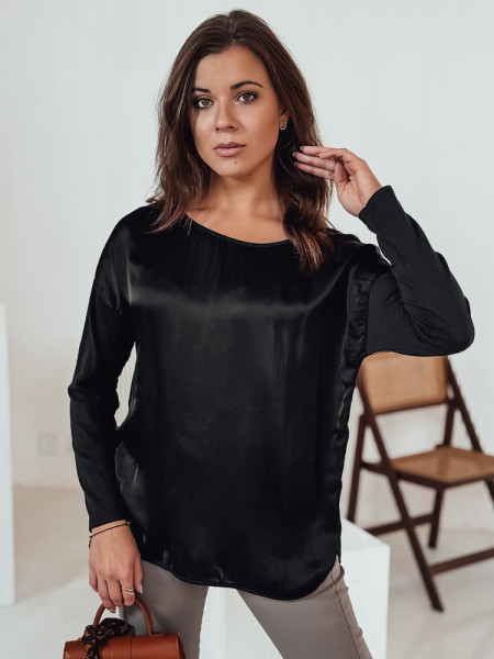 SILKINEA dámska oversize blúzka s príveskom, čierna (ry2668)