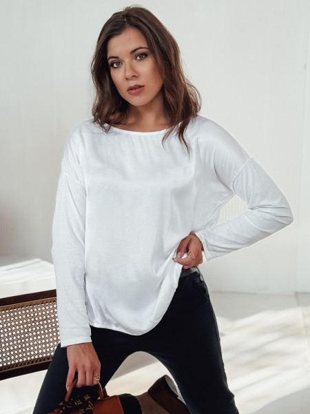 SILKINEA dámska oversize blúzka s príveskom, biela (ry2670)