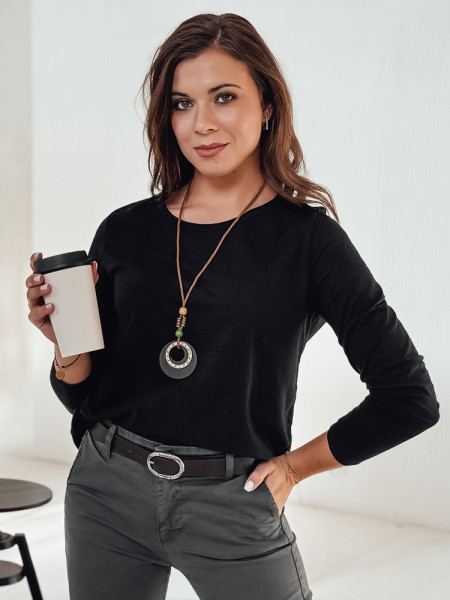 MINIMODA dámska blúzka jednej veľkosti s príveskom, čierna (ry2678)