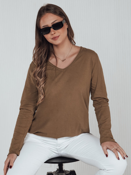 VAVLSTYLES oversize dámska blúzka, hladká camel (ry2686)