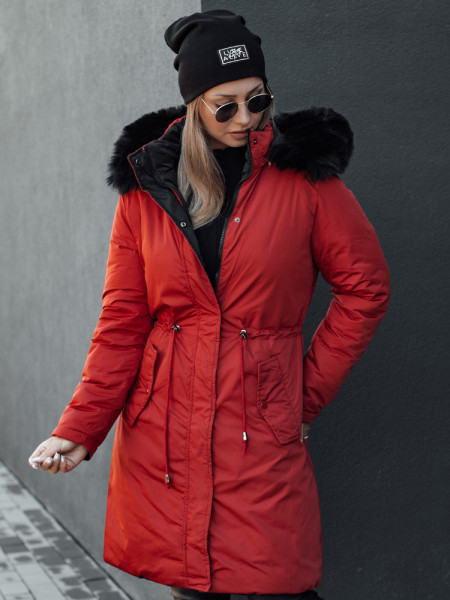 Dámska obojstranná zimná parka TRENDNEL s kapucňou červená (ty4588)