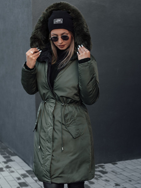 Dámska obojstranná zimná parka TRENDNEL s kapucňou, zelená (ty4589)