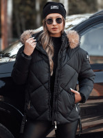 LESISI dámska zimná bunda s kapucňou, čierna (ty4716)