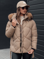 LESISI dámska zimná bunda, prešívaná, s kapucňou, béžová (ty4715)