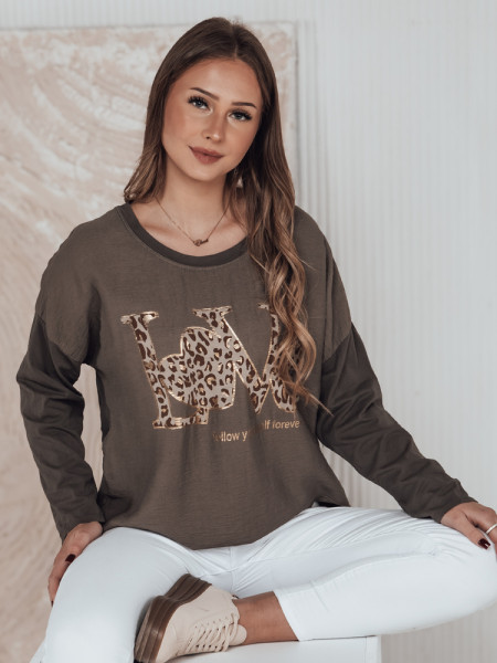 Dámska blúzka jednej veľkosti LOVEGLOW, tmavohnedá (ry2698)