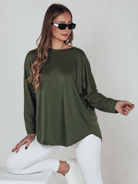 LOOSEFEMME oversize dámska blúzka s príveskom zelená (ry2707)