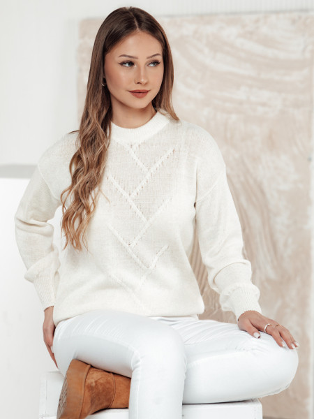 FEMWEAVE ecru dámsky sveter (my2390)