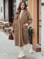 AVELINNI dlhý béžový oversize dámsky kabát (ny0694)