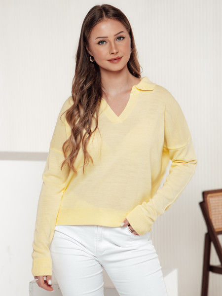 Dámsky oversize sveter jednej veľkosti VISTILLA lemon (my2415)