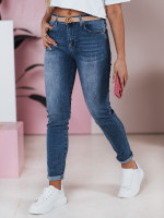 Dámske slim fit džínsy stredného vzrastu FLEXI námornícka modrá (uy2389)