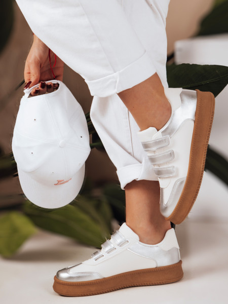 SOLEFIT strieborné dámske tenisky na suchý zips (zy0633)