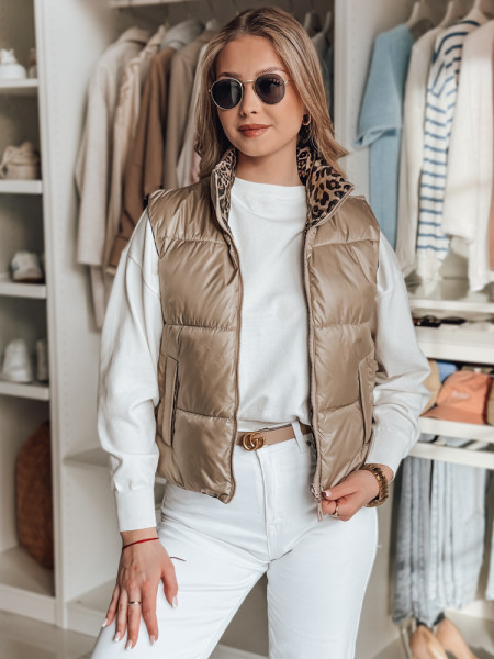 Dámska krátka obojstranná vesta CHIPUFF camel (ty4825)