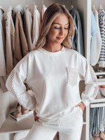 Oversize dámska mikina LUXEEN ecru (ry2793)