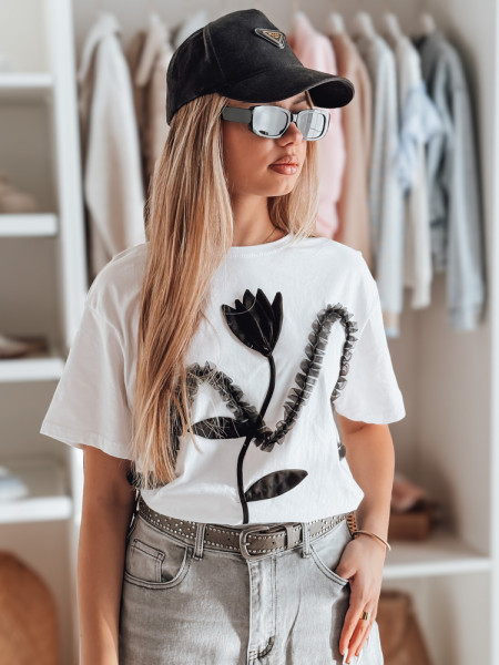 Dámske oversize tričko s 3D efektom PETINIA white (ry2713)