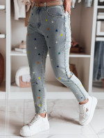 Dámske slim fit džínsy s hviezdičkami SHINYFIT blue (uy2452)