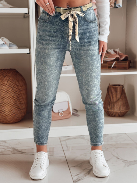 FLORAJIN dámske slim fit džínsy s opaskom modré (uy2463)