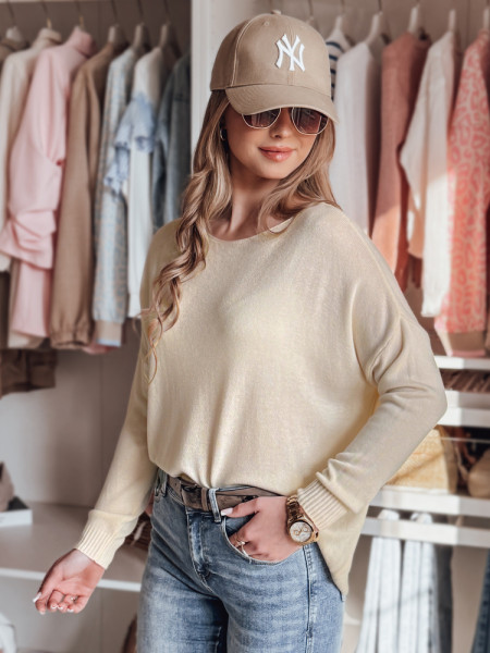 Dámsky sveter one size oversize hladký SENZIA peach (my2446)