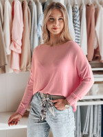 Dámsky sveter one size oversize hladký SENZIA ružový (my2447)
