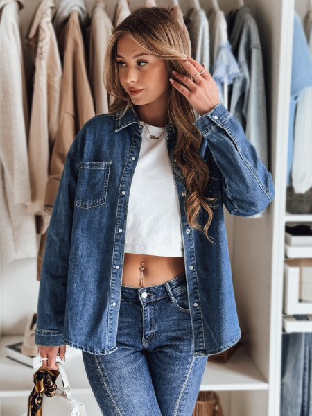 Dámska oversize riflová košeľa OVERLLO modrá (dy0454)
