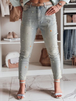 Dámske kvetinové skinny rifle PERLAON blue (uy2477)