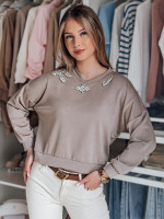 Dámska blúzka maslový dlhý rukáv CRYSTALIA mocha (ry2770)